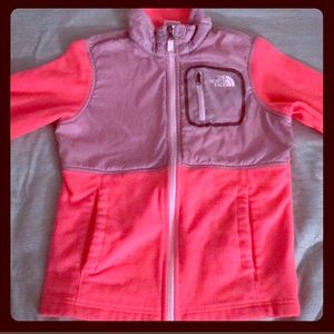 Salmon colored north face sweater